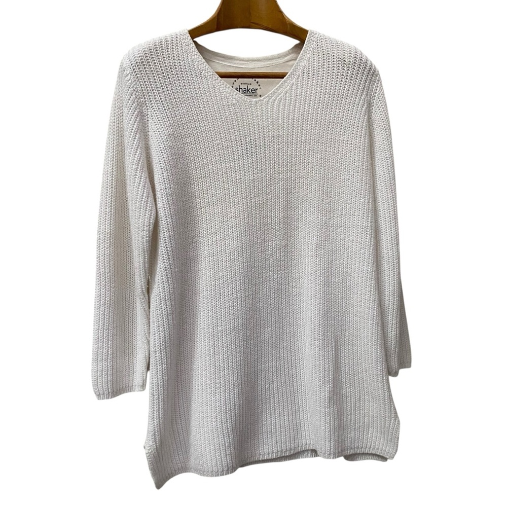 Vintage Avenue White Sweater Top Vneck size 1X